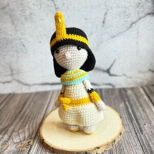 Handmade Crochet Cleopatra Doll – Egyptian Queen Amigurumi, ~12”